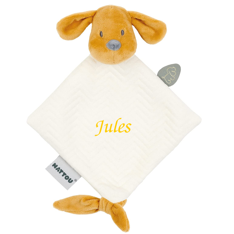  - charlie chien - plat vanille jaune jacquard 20 cm 